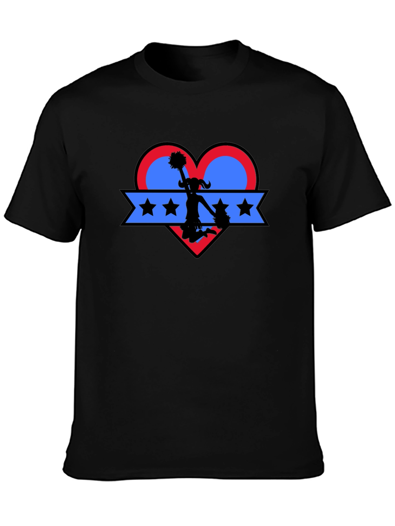 Cheerleader Heart Graphic T-Shirt - Patriotic Spirit!
