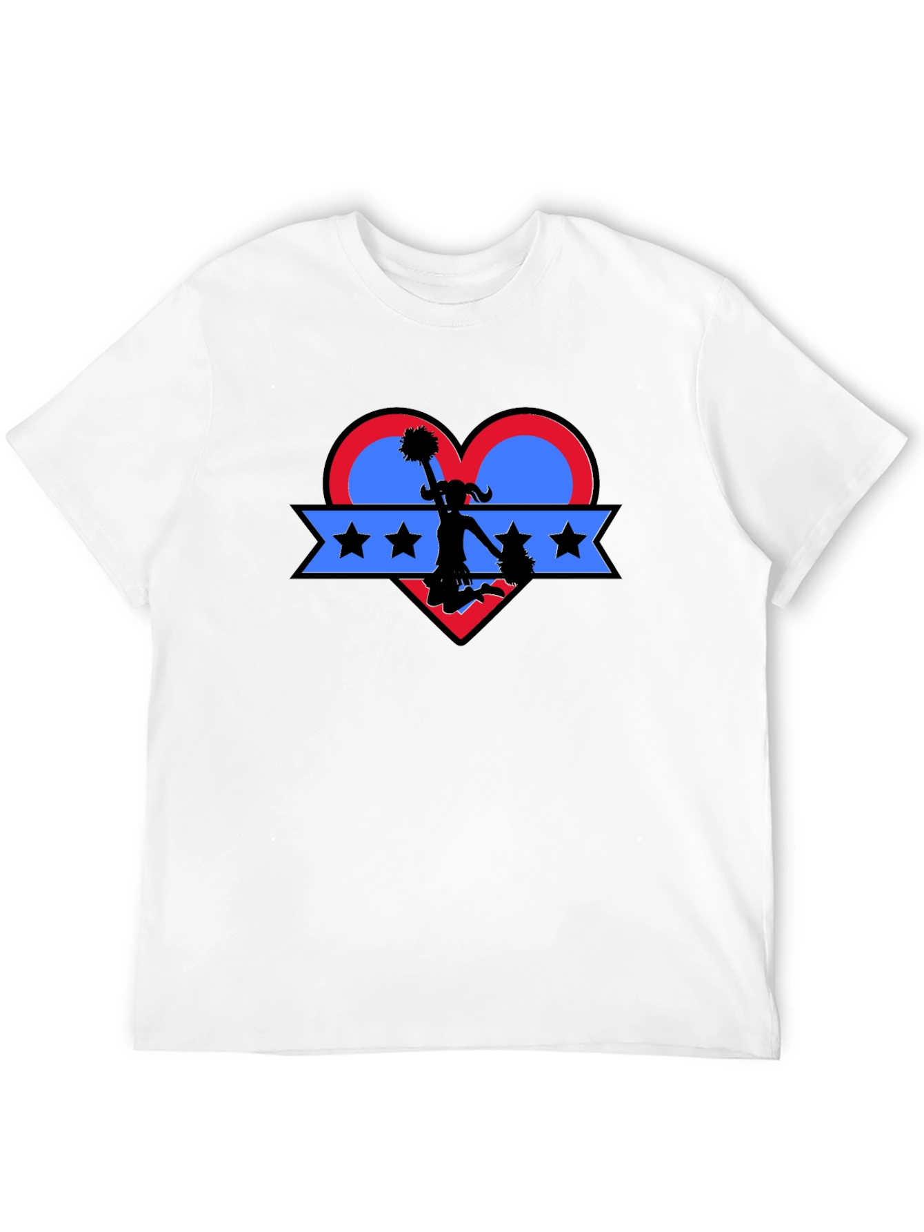 Cheerleader Heart Graphic T-Shirt - Patriotic Spirit!