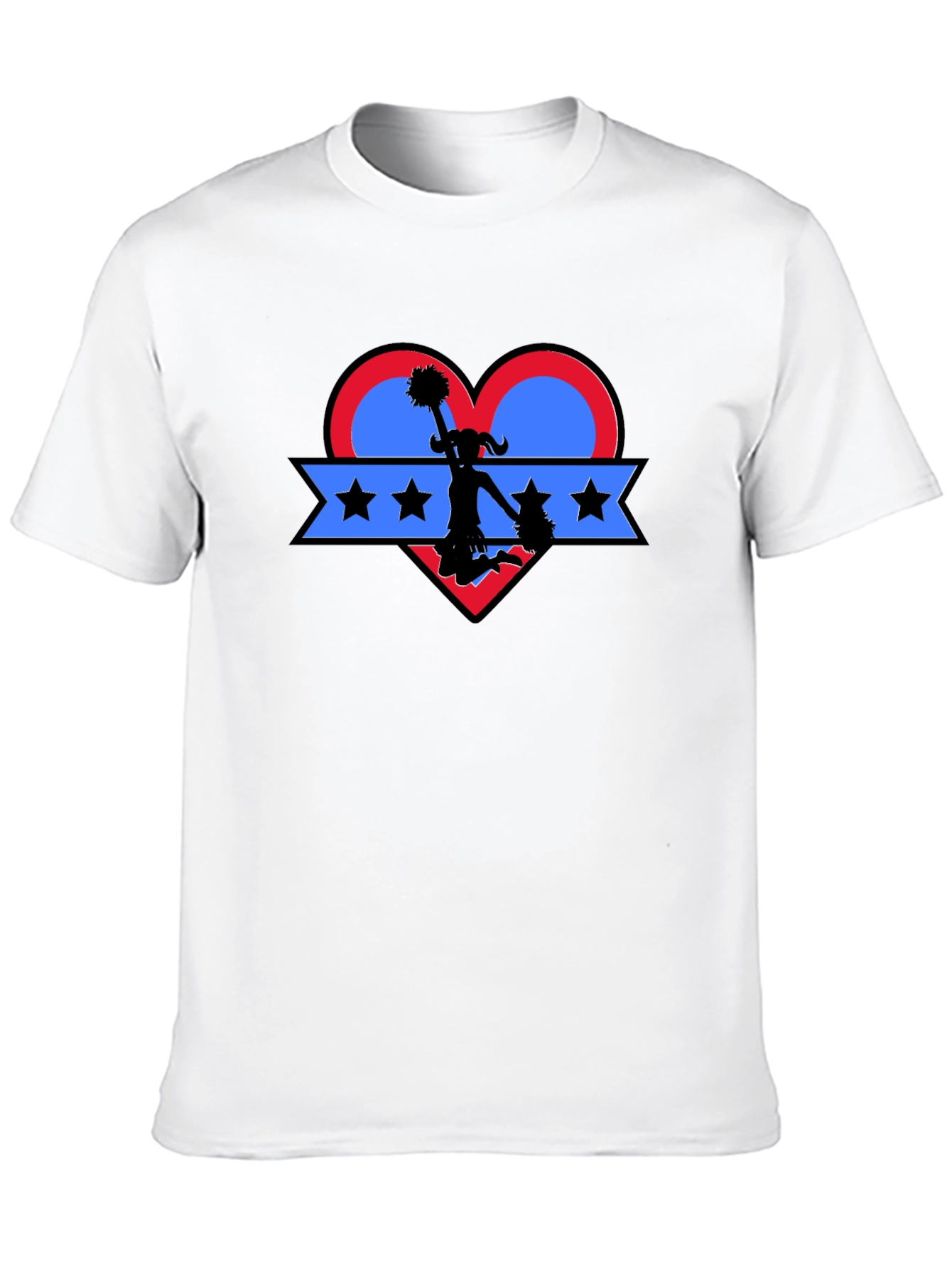 Cheerleader Heart Graphic T-Shirt - Patriotic Spirit!