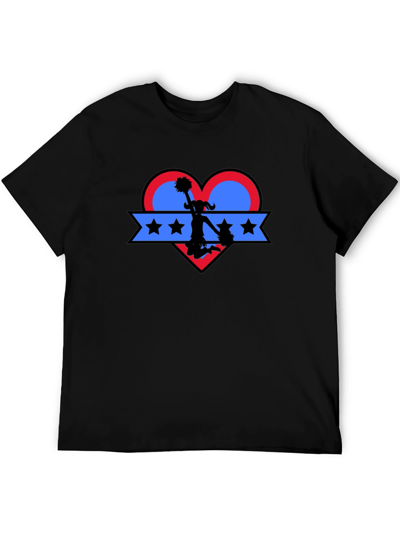 Cheerleader Heart Graphic T-Shirt - Patriotic Spirit!