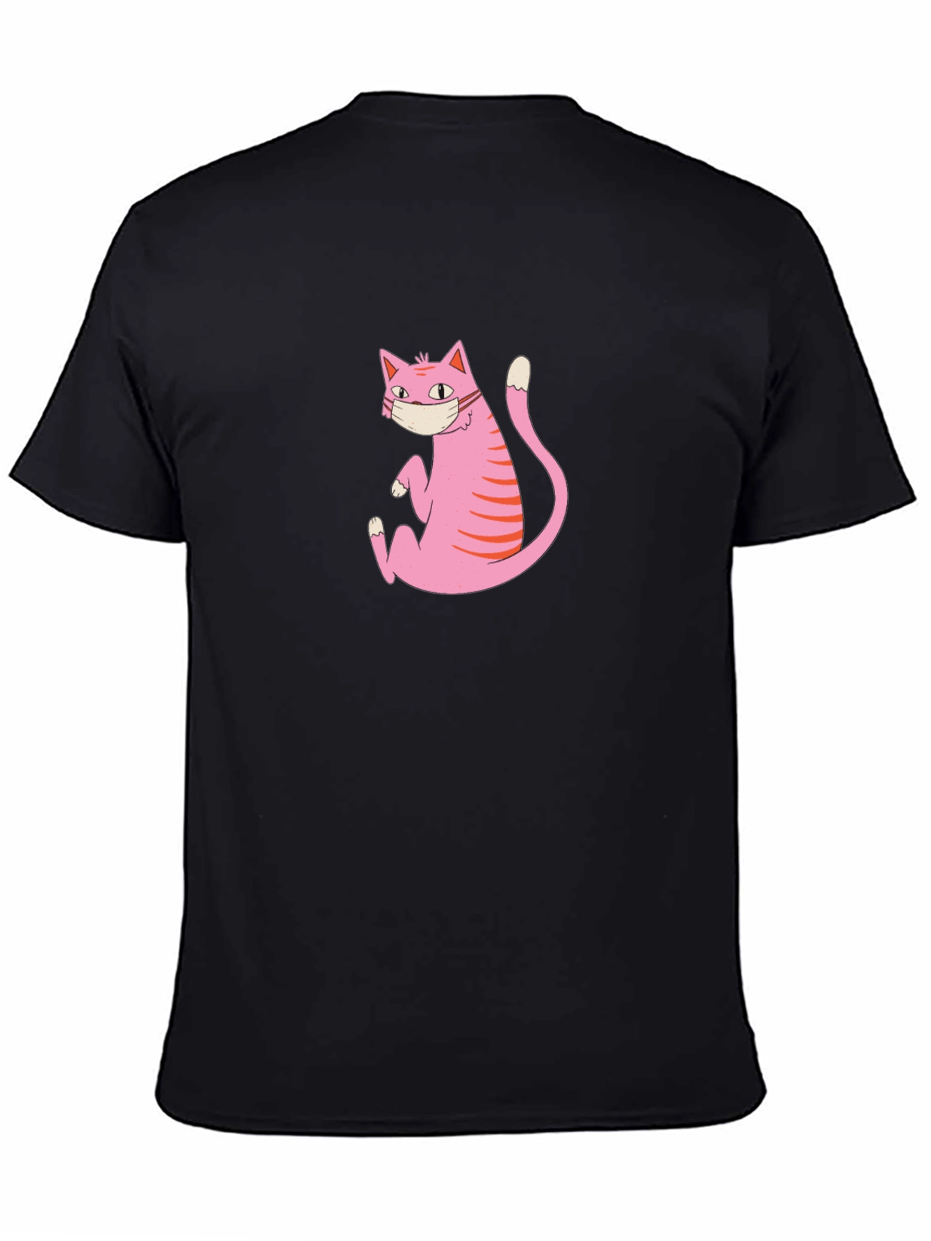 Funny Pink Cat Wearing Mask Graphic T-Shirt