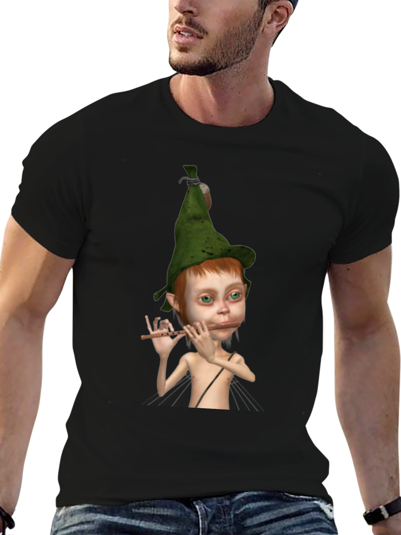 Elf Flute Player Graphic Tee