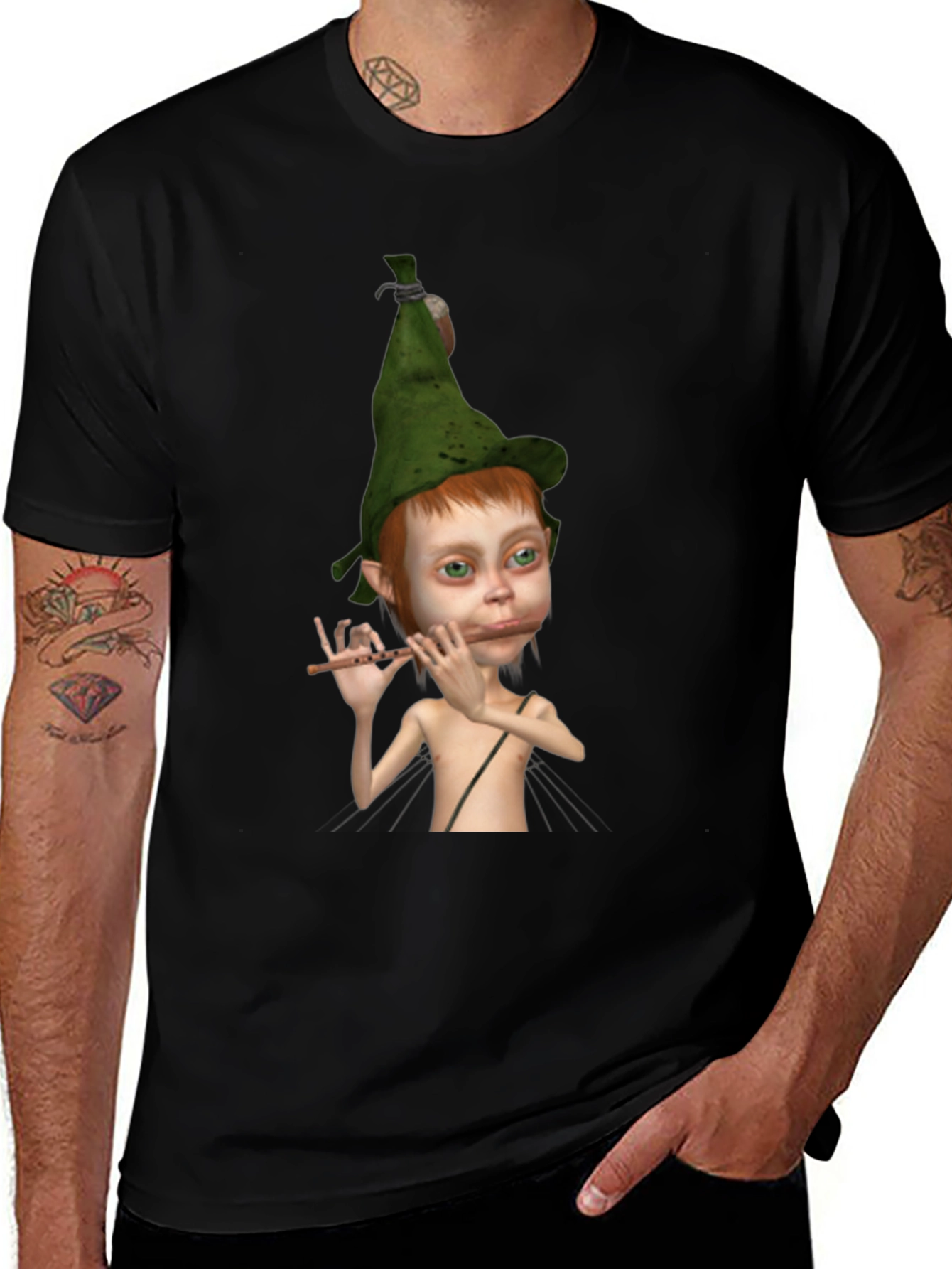 Elf Flute Player Graphic Tee