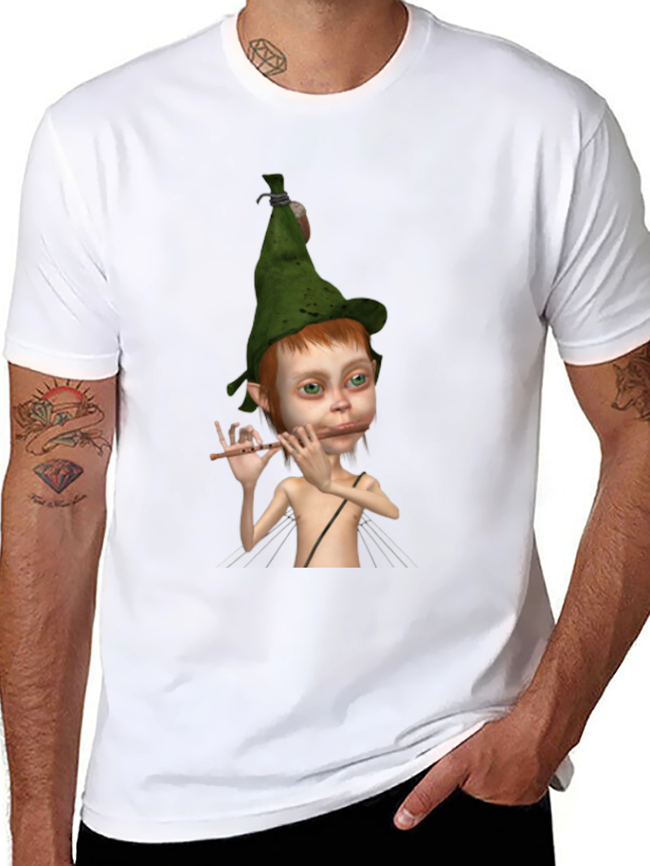 Elf Flute Player Graphic Tee