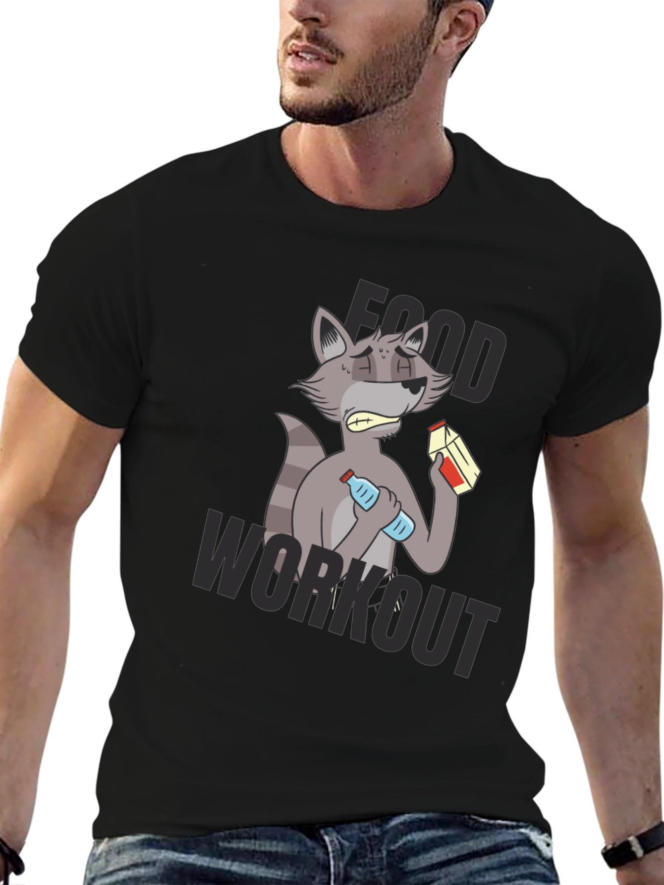 Food Workout T-Shirt - Funny Raccoon Gym Tee