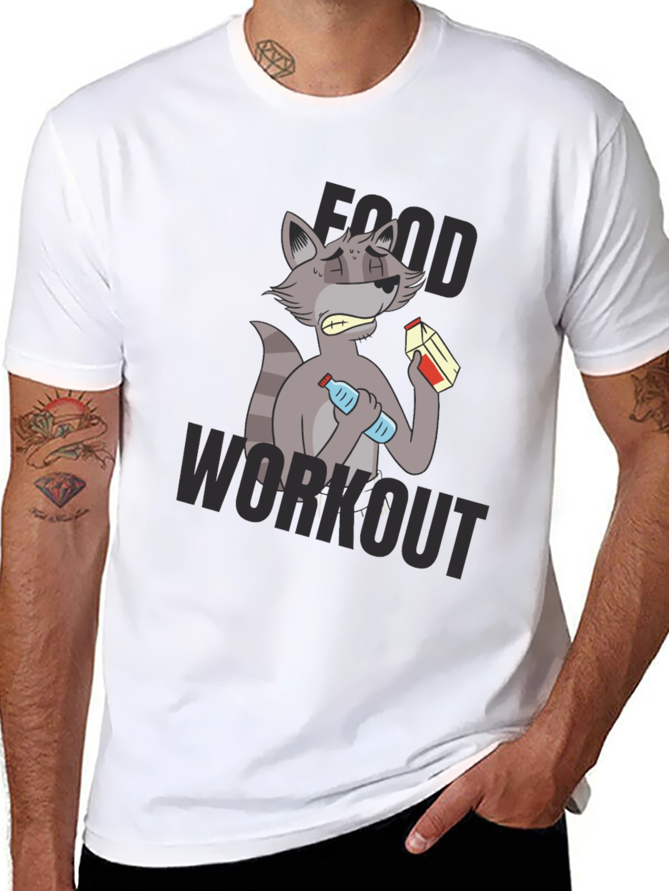 Food Workout T-Shirt - Funny Raccoon Gym Tee