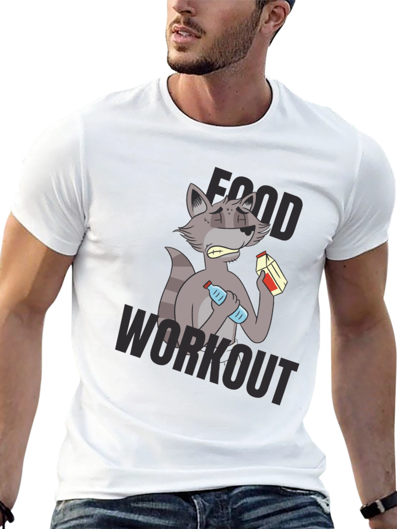 Food Workout T-Shirt - Funny Raccoon Gym Tee