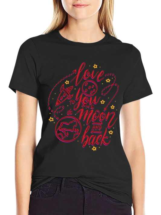 Love You To The Moon And Back T-Shirt - Black Cotton