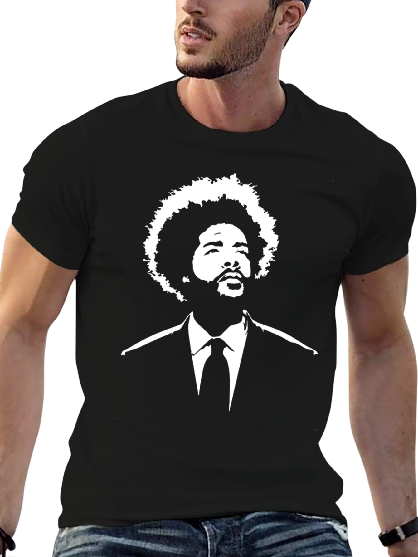 Questlove Afro Suit T-Shirt - Black Graphic Tee