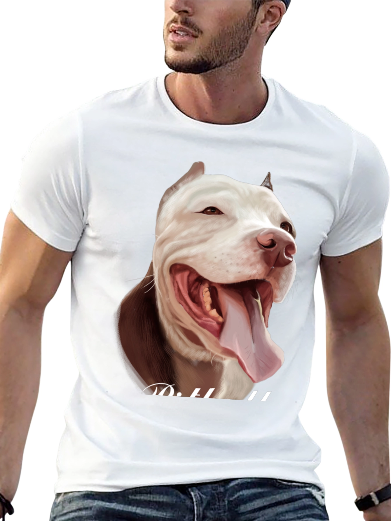 Pitbull Dog Graphic Print T-Shirt