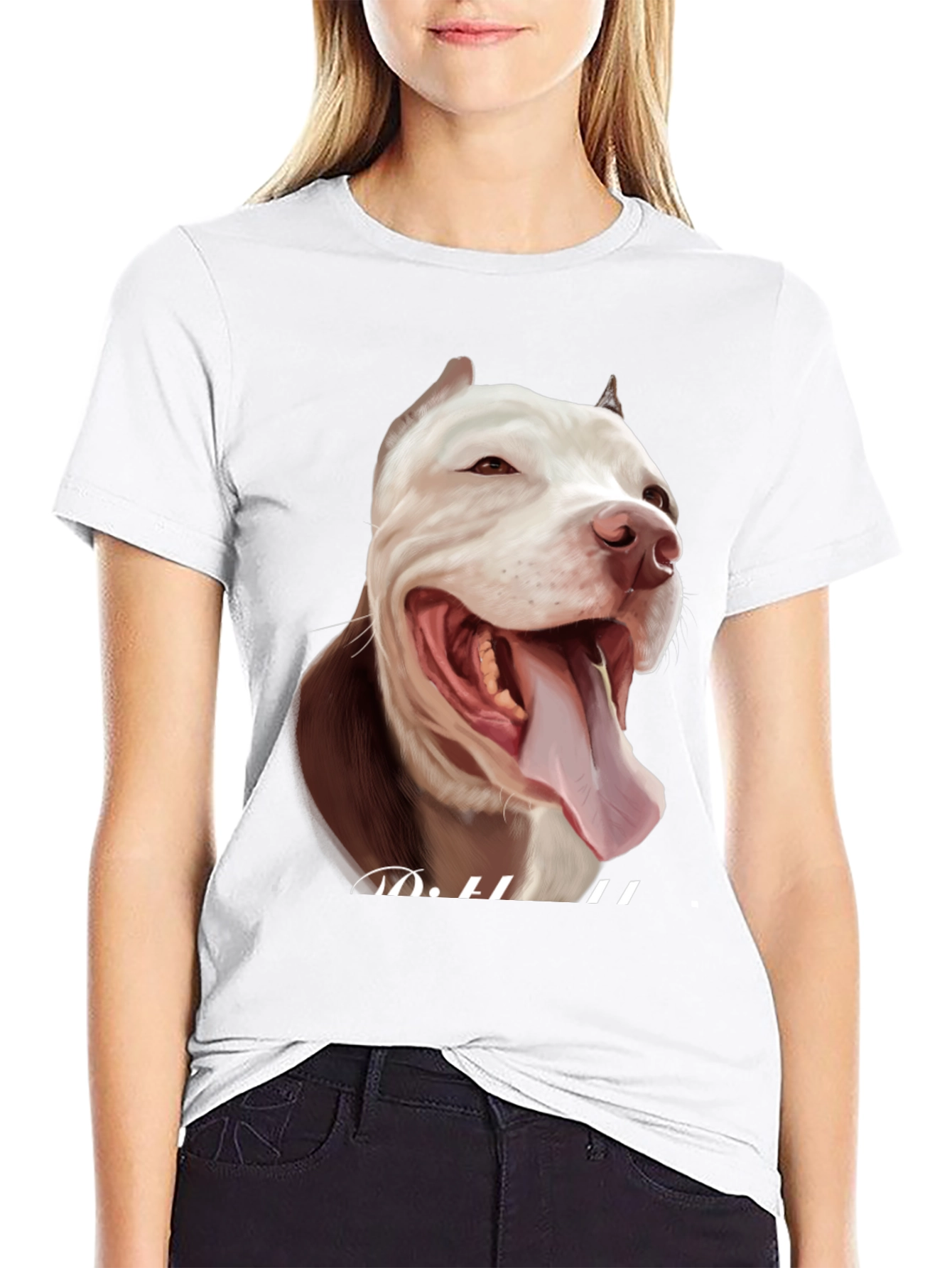 Pitbull Dog Graphic Print T-Shirt