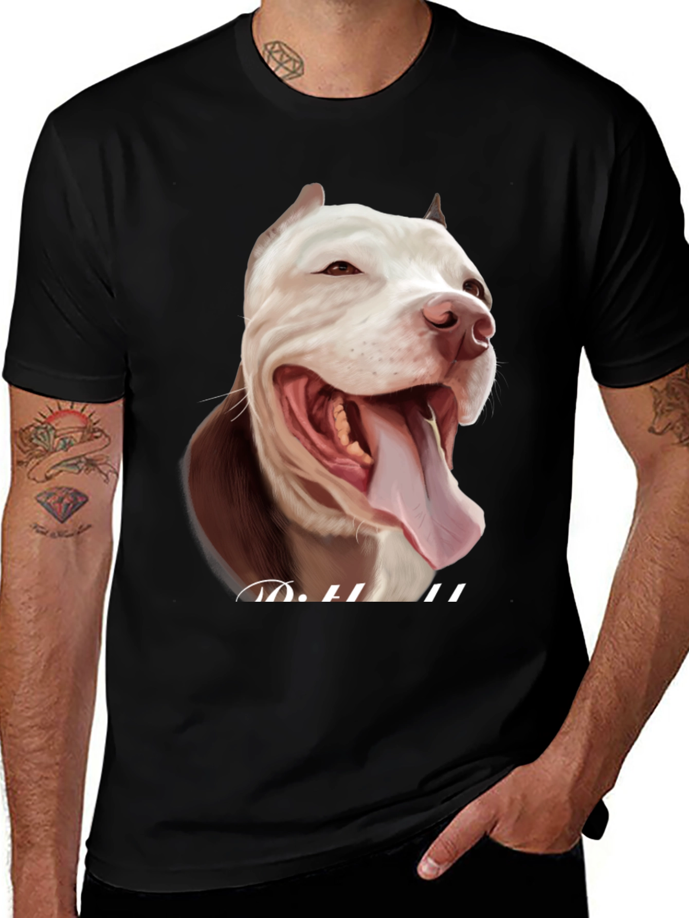 Pitbull Dog Graphic Print T-Shirt