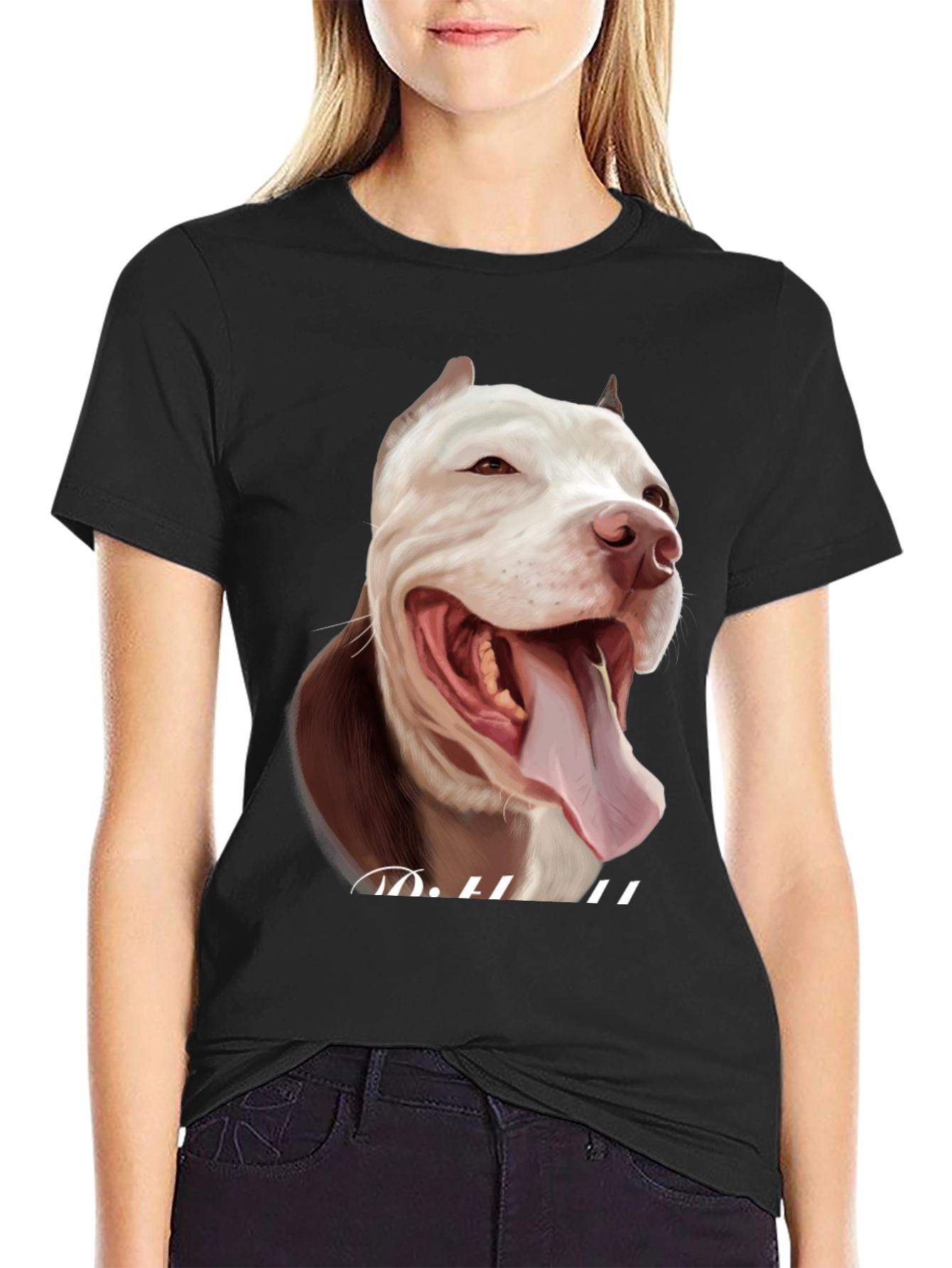 Pitbull Dog Graphic Print T-Shirt