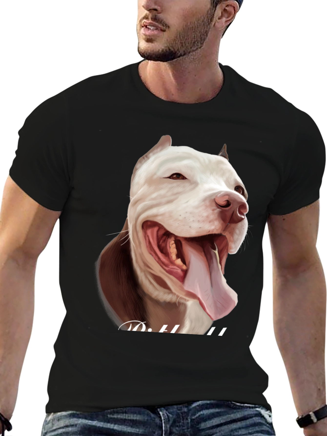 Pitbull Dog Graphic Print T-Shirt