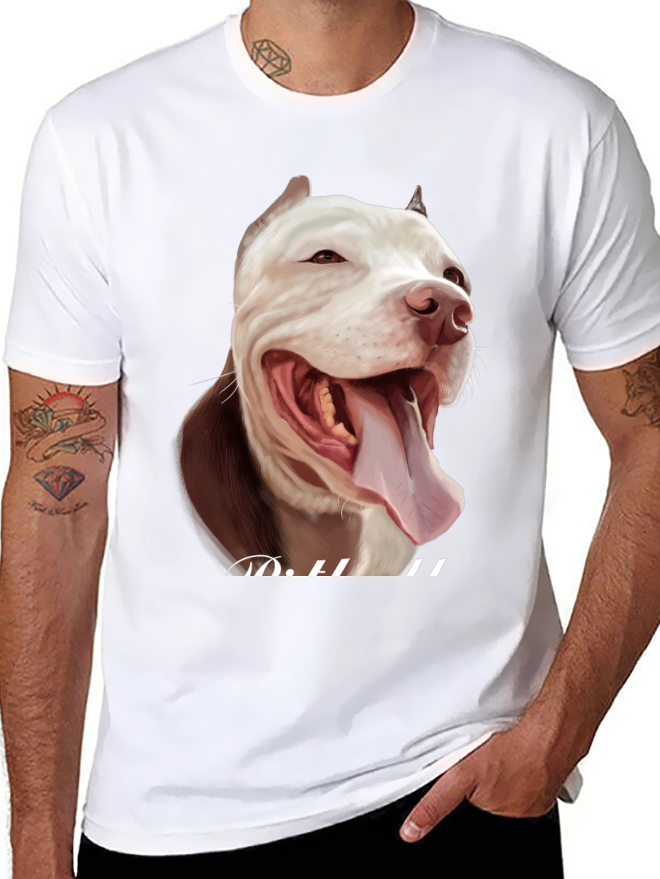Pitbull Dog Graphic Print T-Shirt