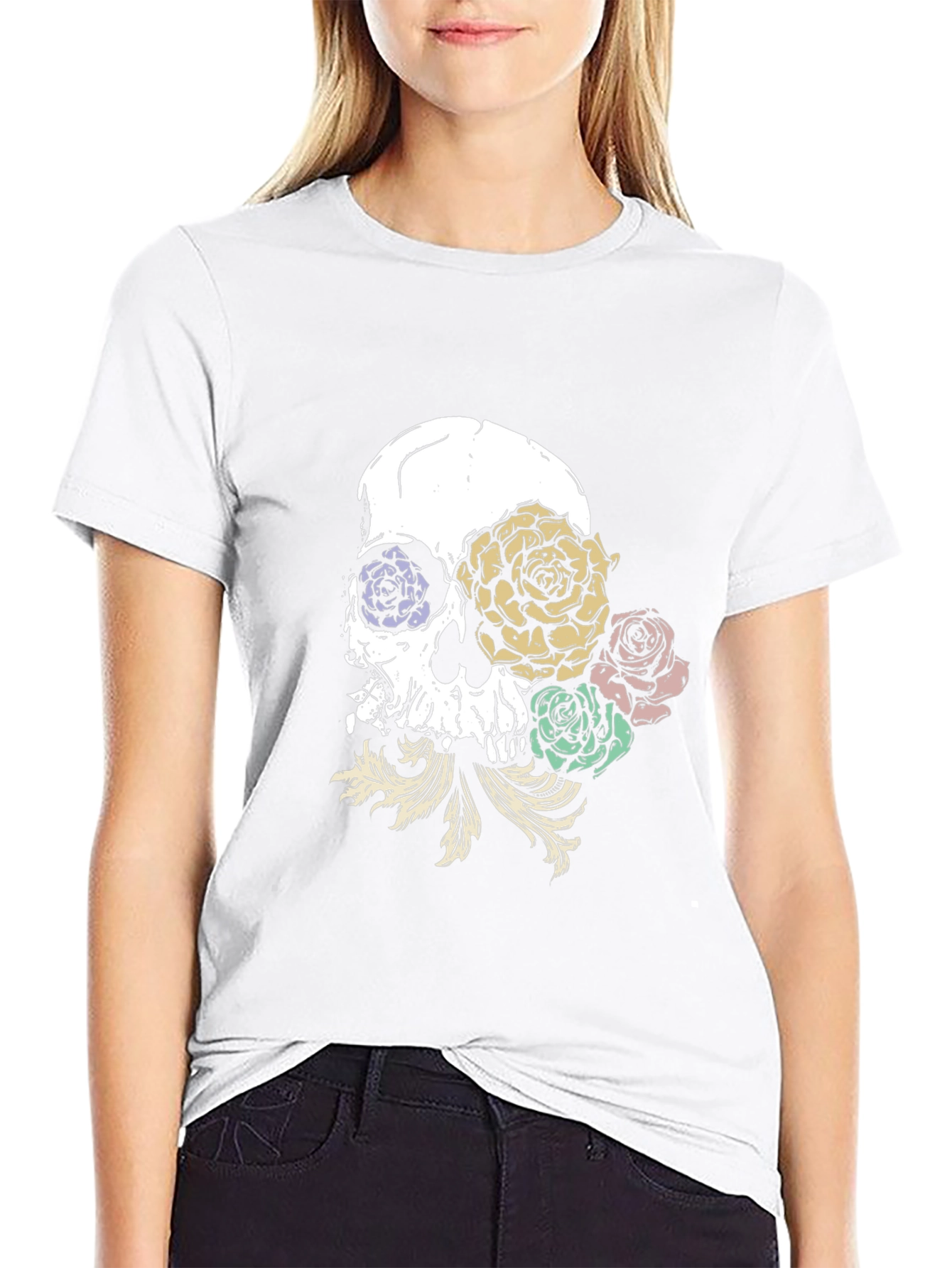 Skull & Roses Graphic T-Shirt - Trendy Streetwear