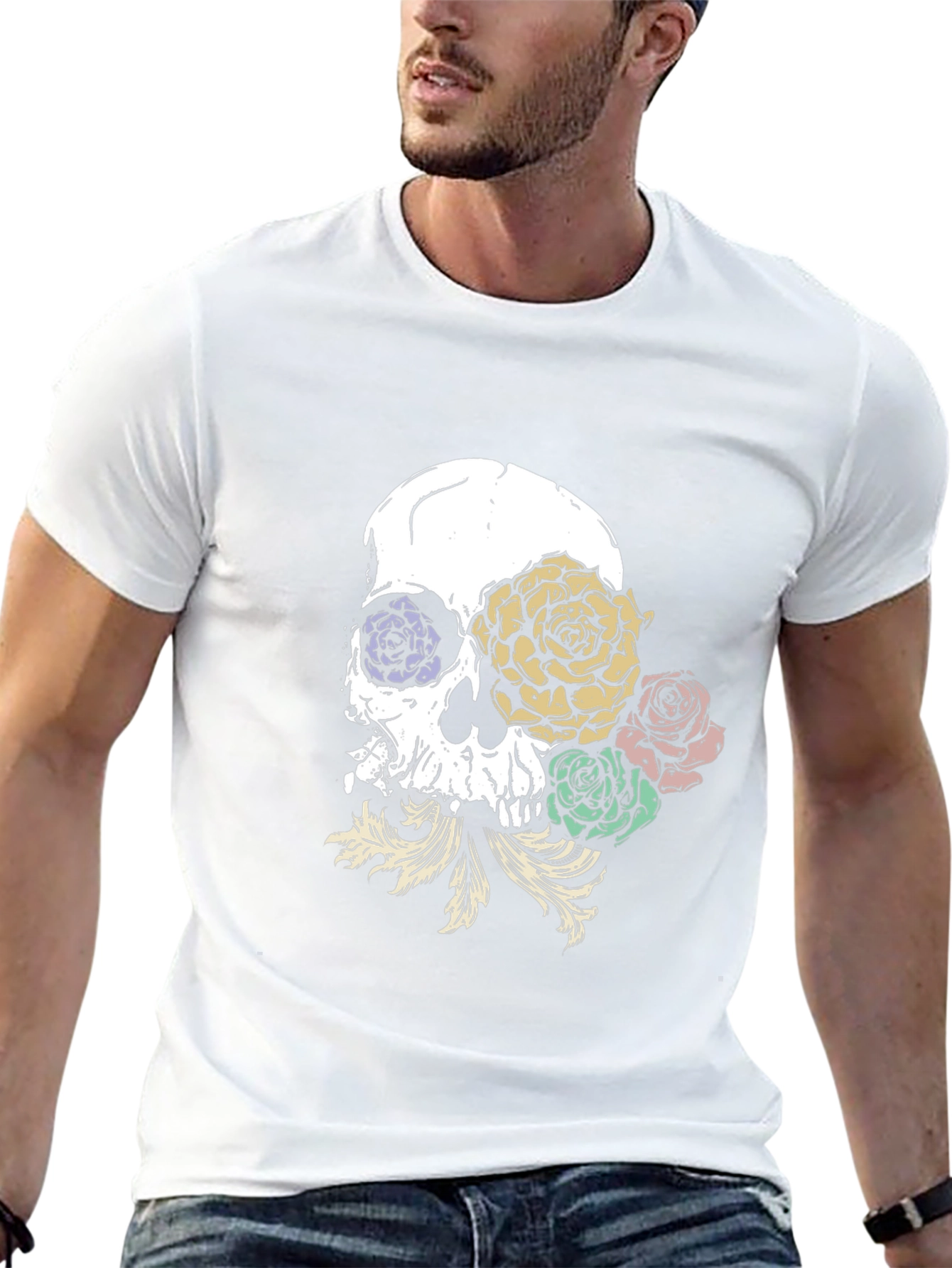 Skull & Roses Graphic T-Shirt - Trendy Streetwear