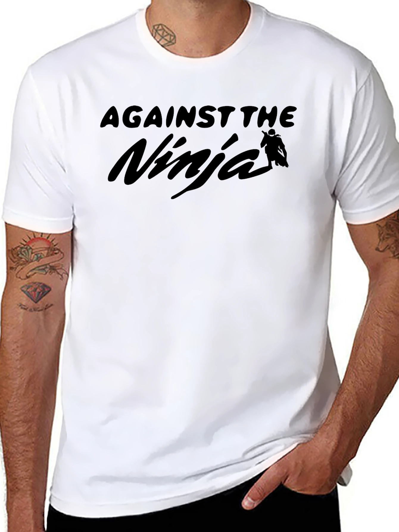 Against The Ninja Black Graphic T-Shirt
