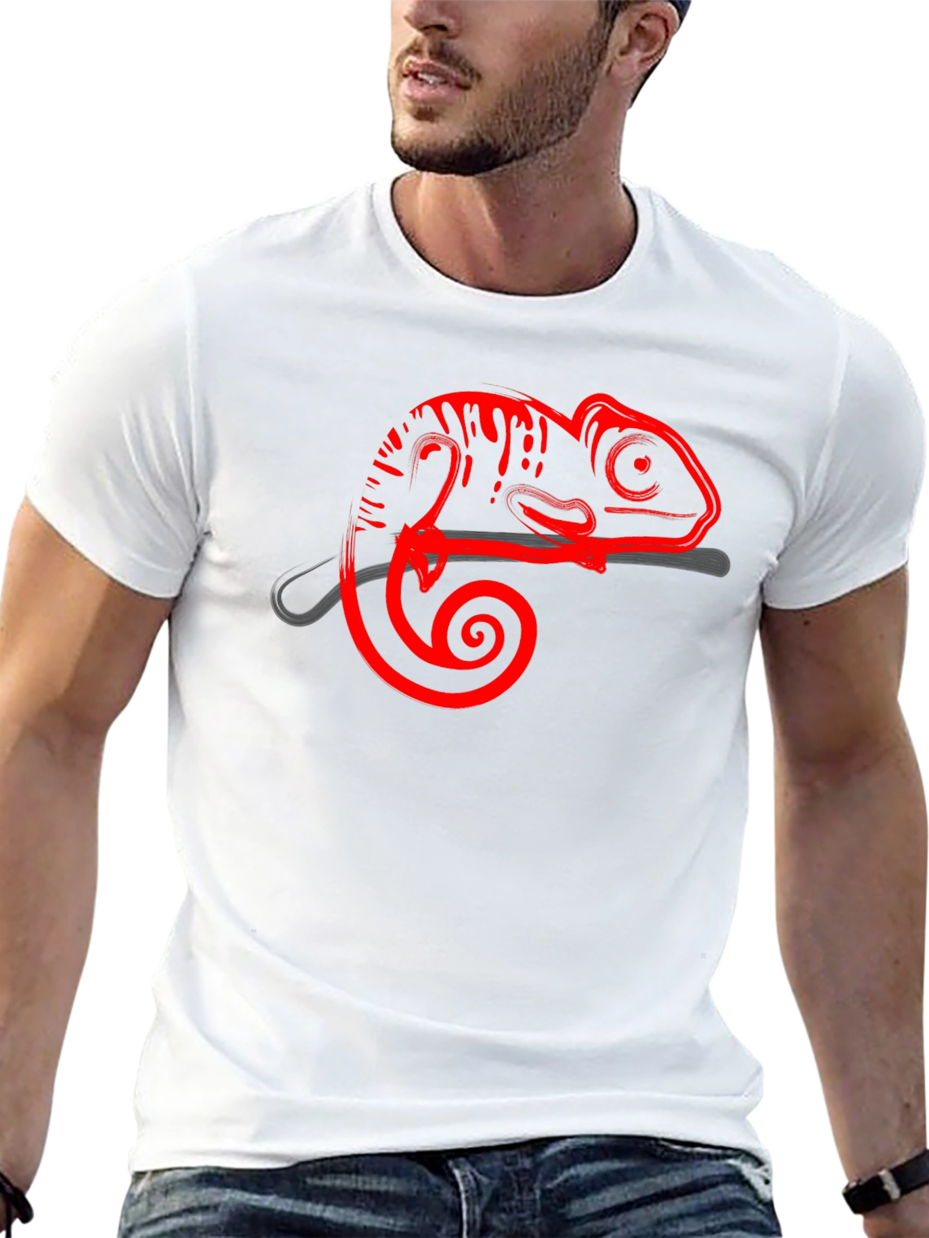 Cool Chameleon Graphic Tee - Stylish Animal Print Shirt
