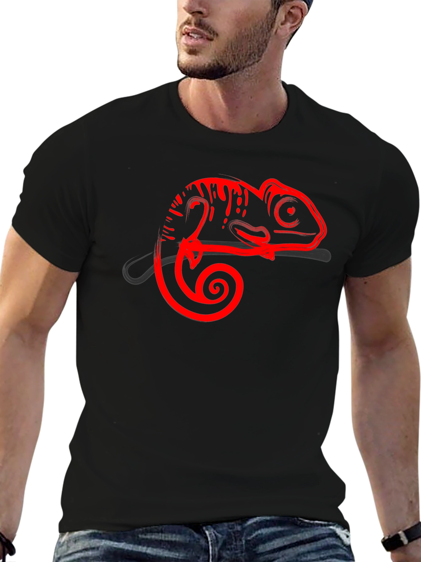 Cool Chameleon Graphic Tee - Stylish Animal Print Shirt