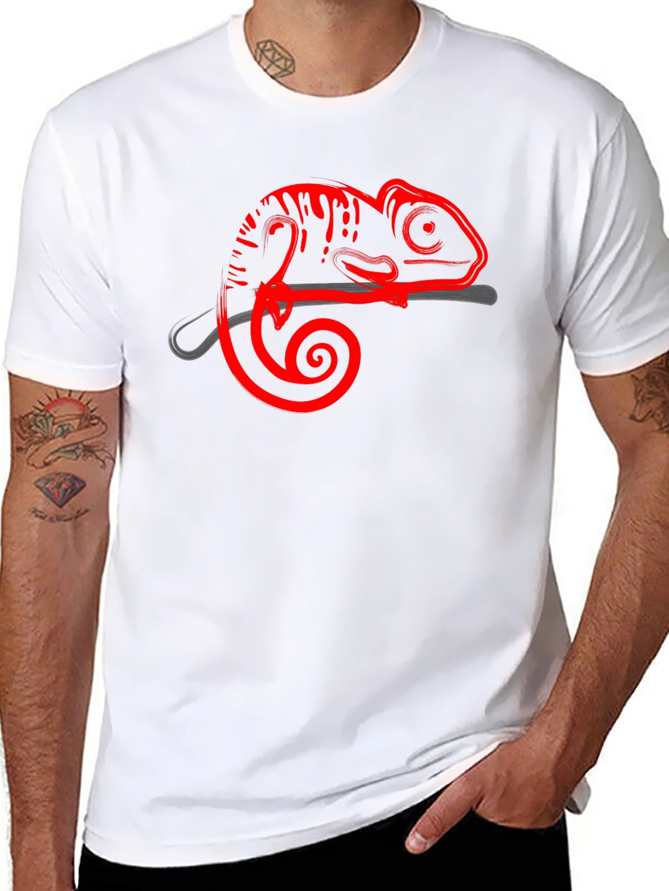 Cool Chameleon Graphic Tee - Stylish Animal Print Shirt