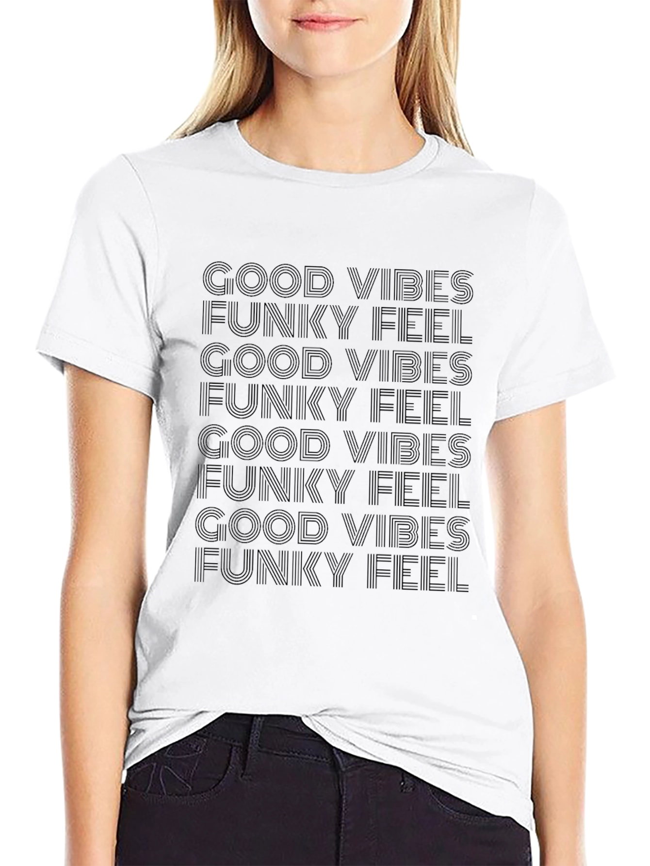 Good Vibes Funky Feel Black Graphic Tee