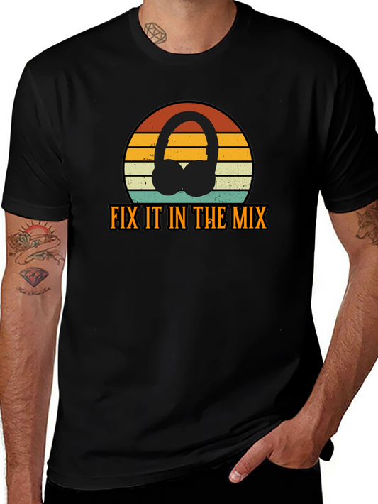 Fix It In The Mix Retro DJ Headphones T-Shirt
