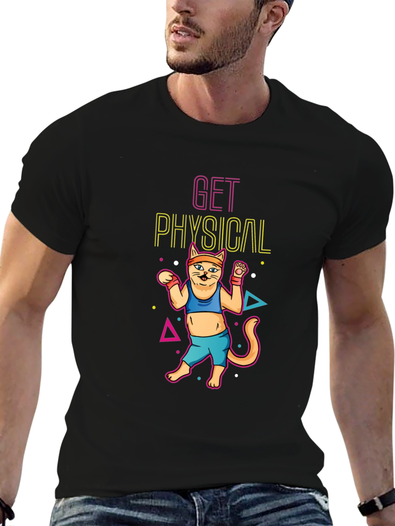 Get Physical Cat Black T-Shirt