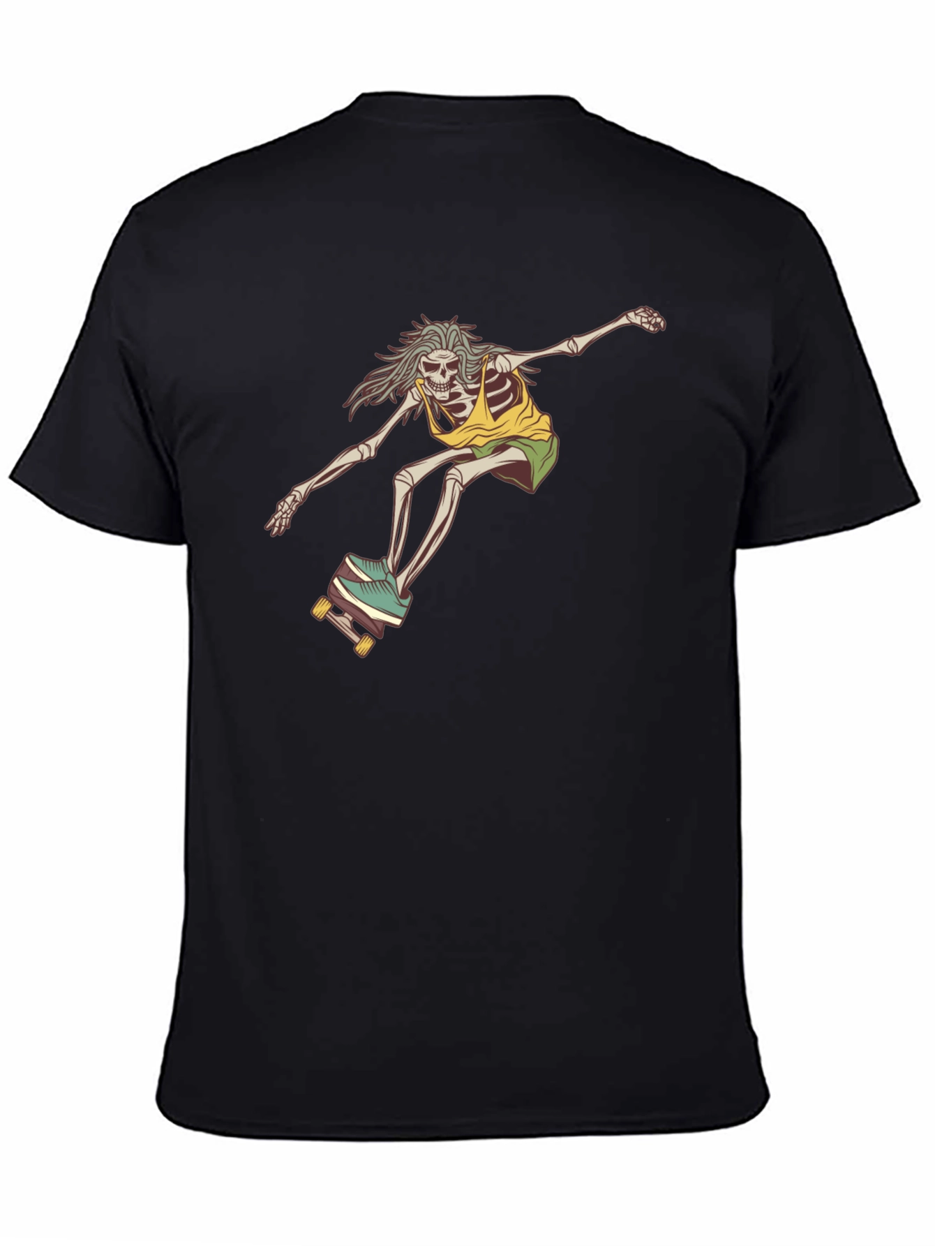 Skateboarding Skeleton Graphic Tee - Black