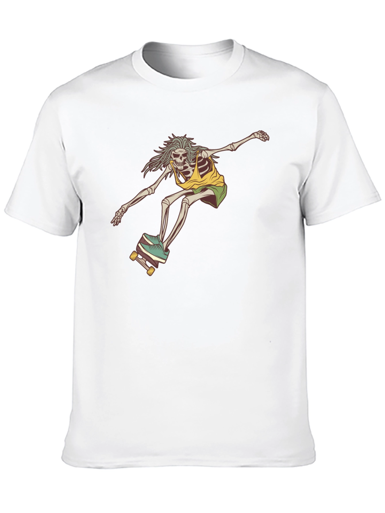 Skateboarding Skeleton Graphic Tee - Black