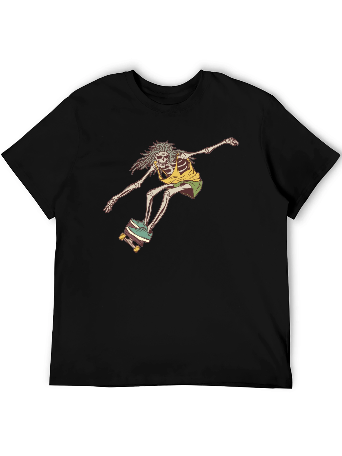 Skateboarding Skeleton Graphic Tee - Black