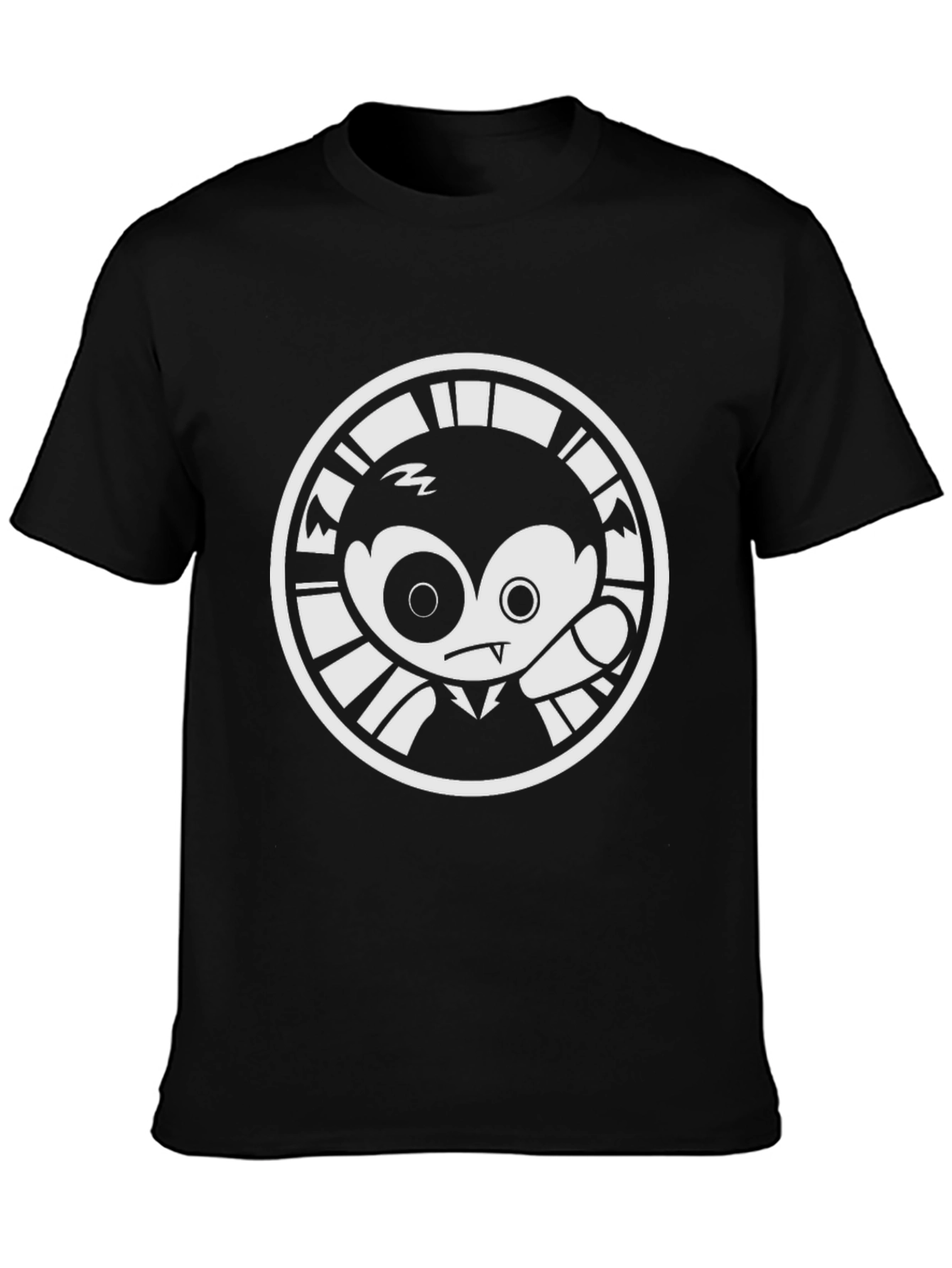 Cartoon Vampire Graphic Tee - Unisex Black T-Shirt