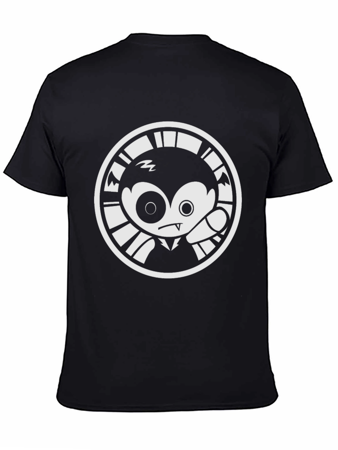 Cartoon Vampire Graphic Tee - Unisex Black T-Shirt