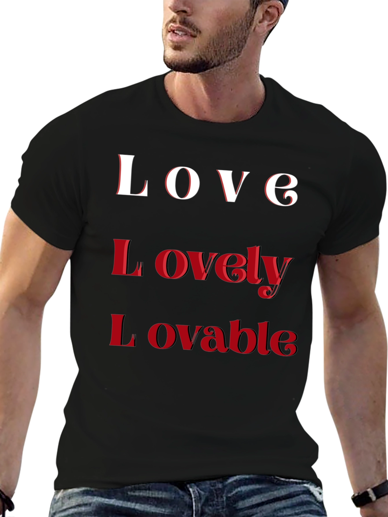 Love Lovely Lovable Black T-Shirt