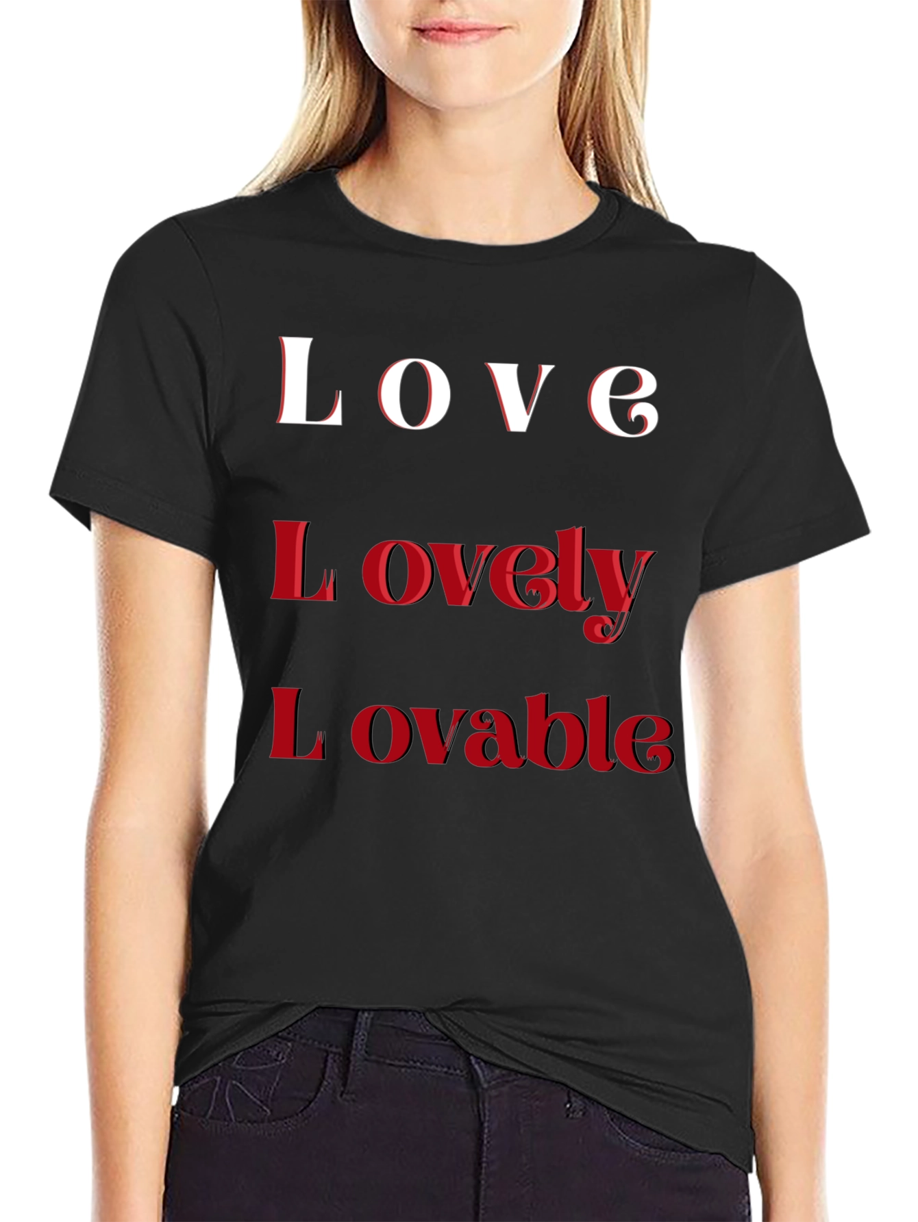 Love Lovely Lovable Black T-Shirt