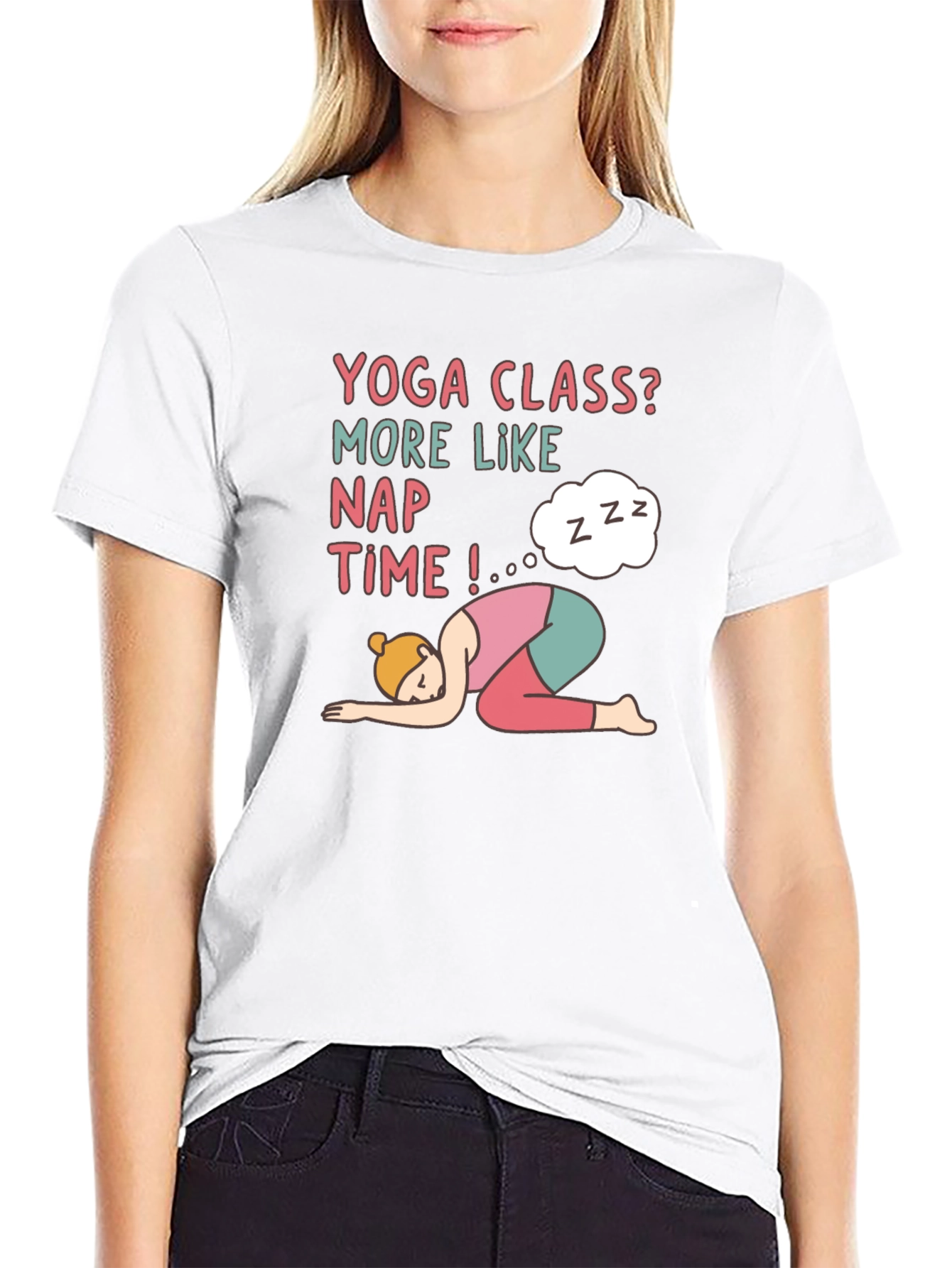 Yoga Class Nap Time Black T-Shirt
