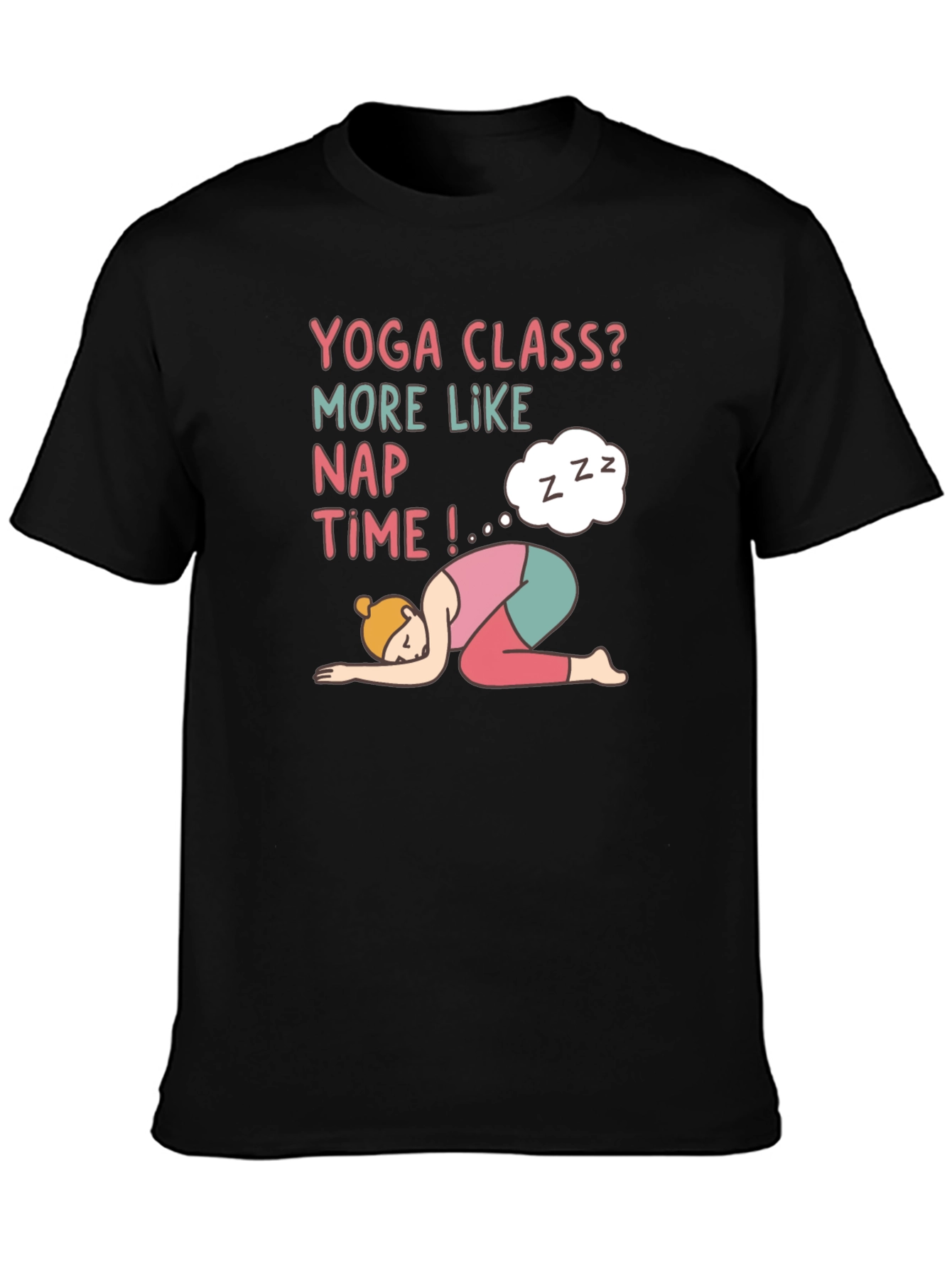 Yoga Class Nap Time Black T-Shirt