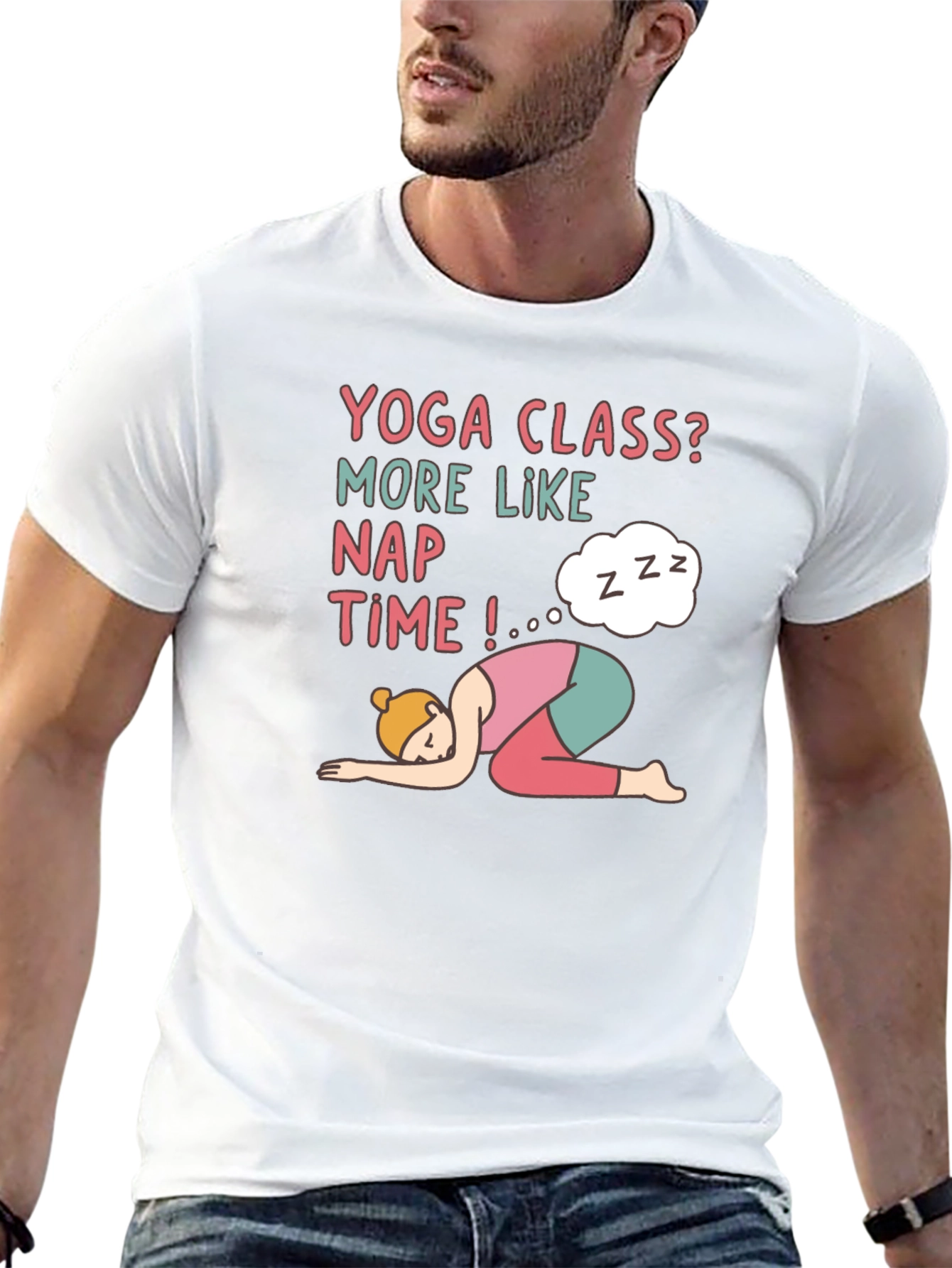 Yoga Class Nap Time Black T-Shirt