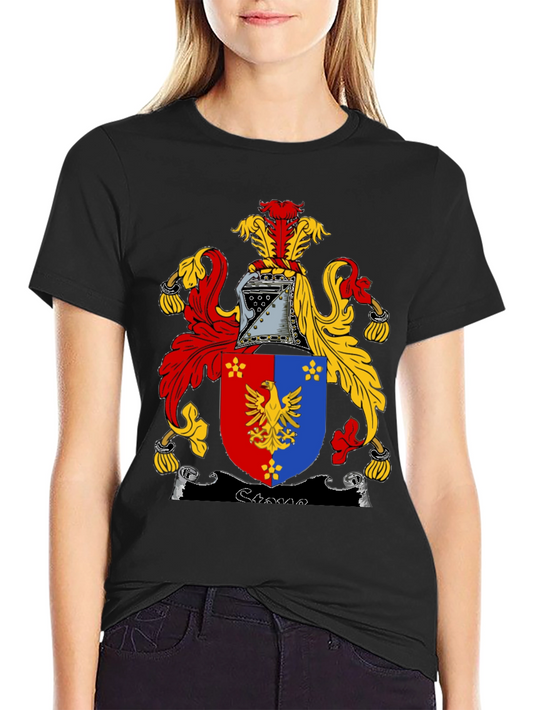 Black T-Shirt with Medieval Coat of Arms Graphic