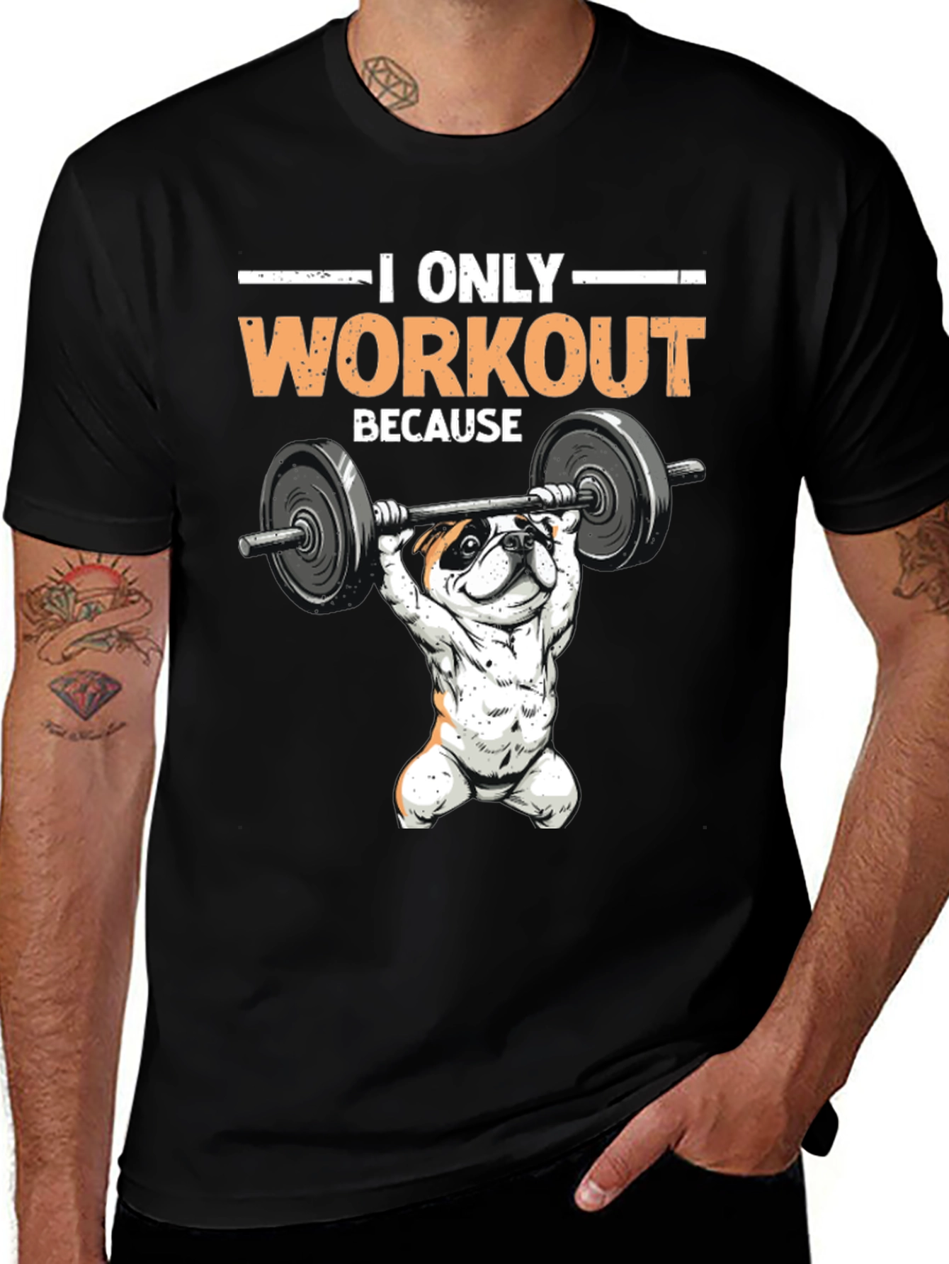 Workout Bulldog Graphic T-Shirt