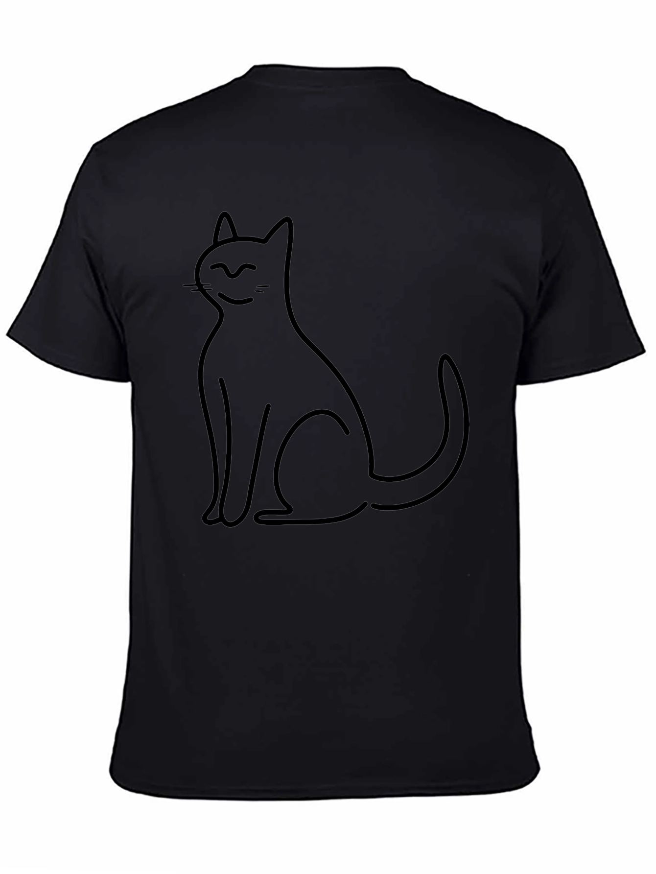 Minimalist Cat T-Shirt - Black