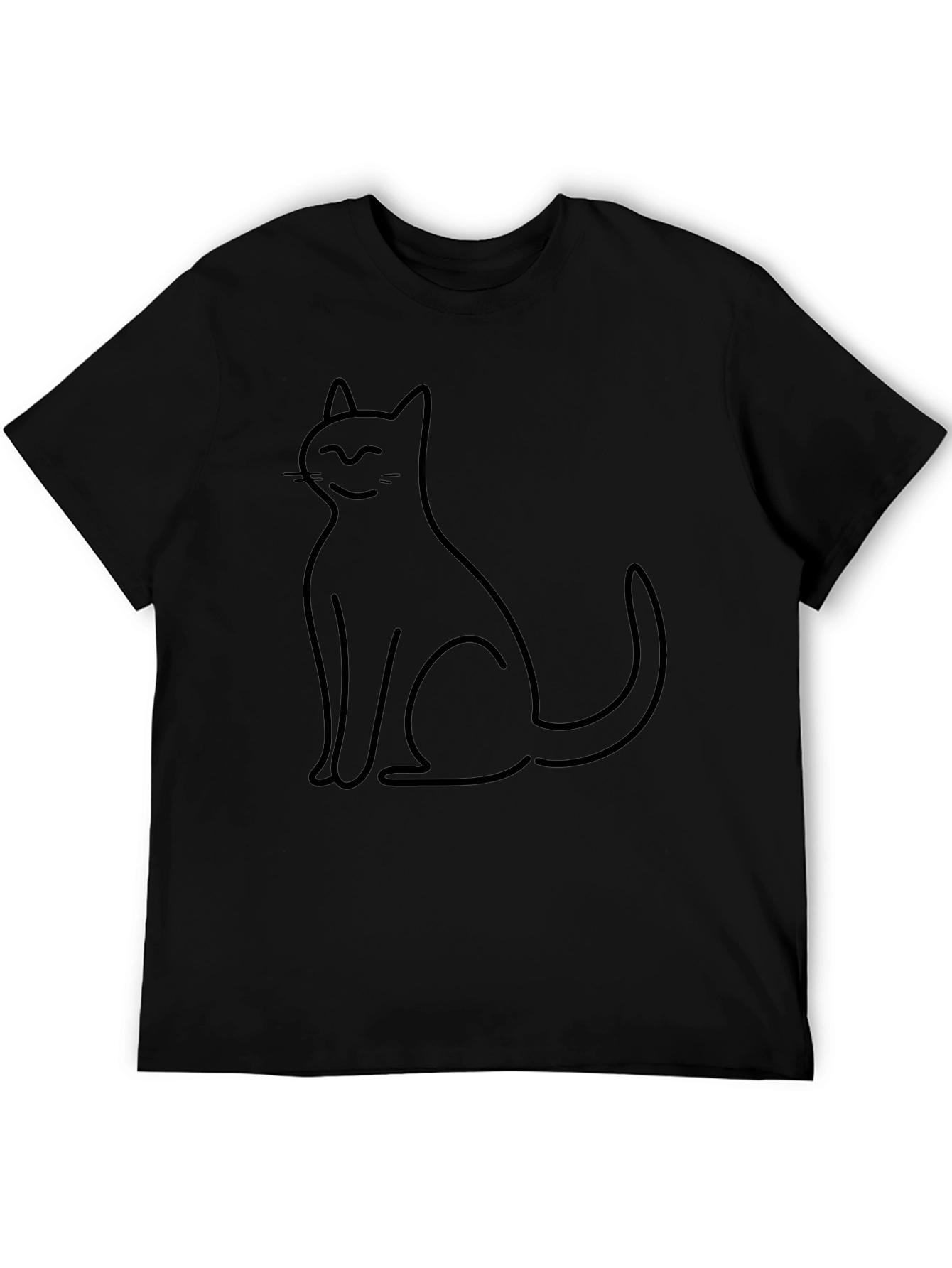 Minimalist Cat T-Shirt - Black