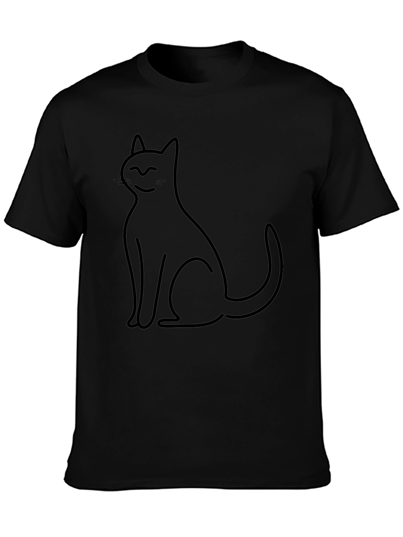 Minimalist Cat T-Shirt - Black
