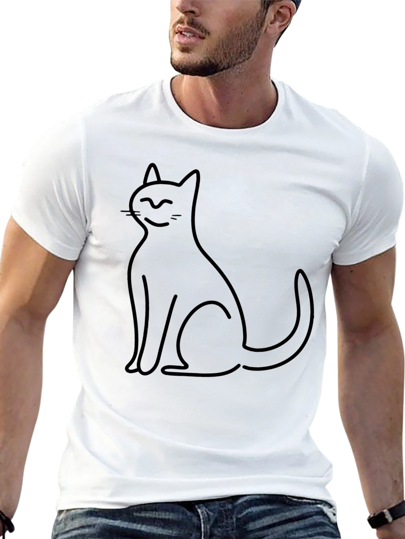 Minimalist Cat T-Shirt - Black