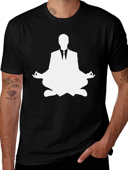 Meditating Business Man Graphic Tee - Black Cotton T-Shirt