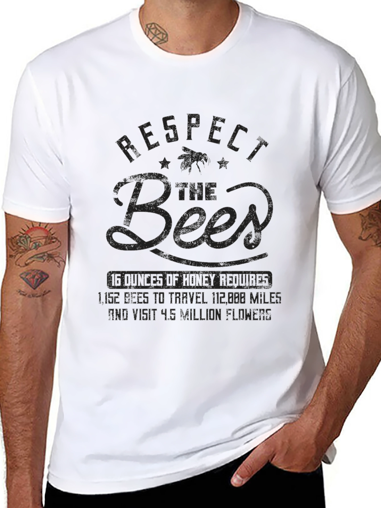 Respect the Bees Graphic T-Shirt - Black