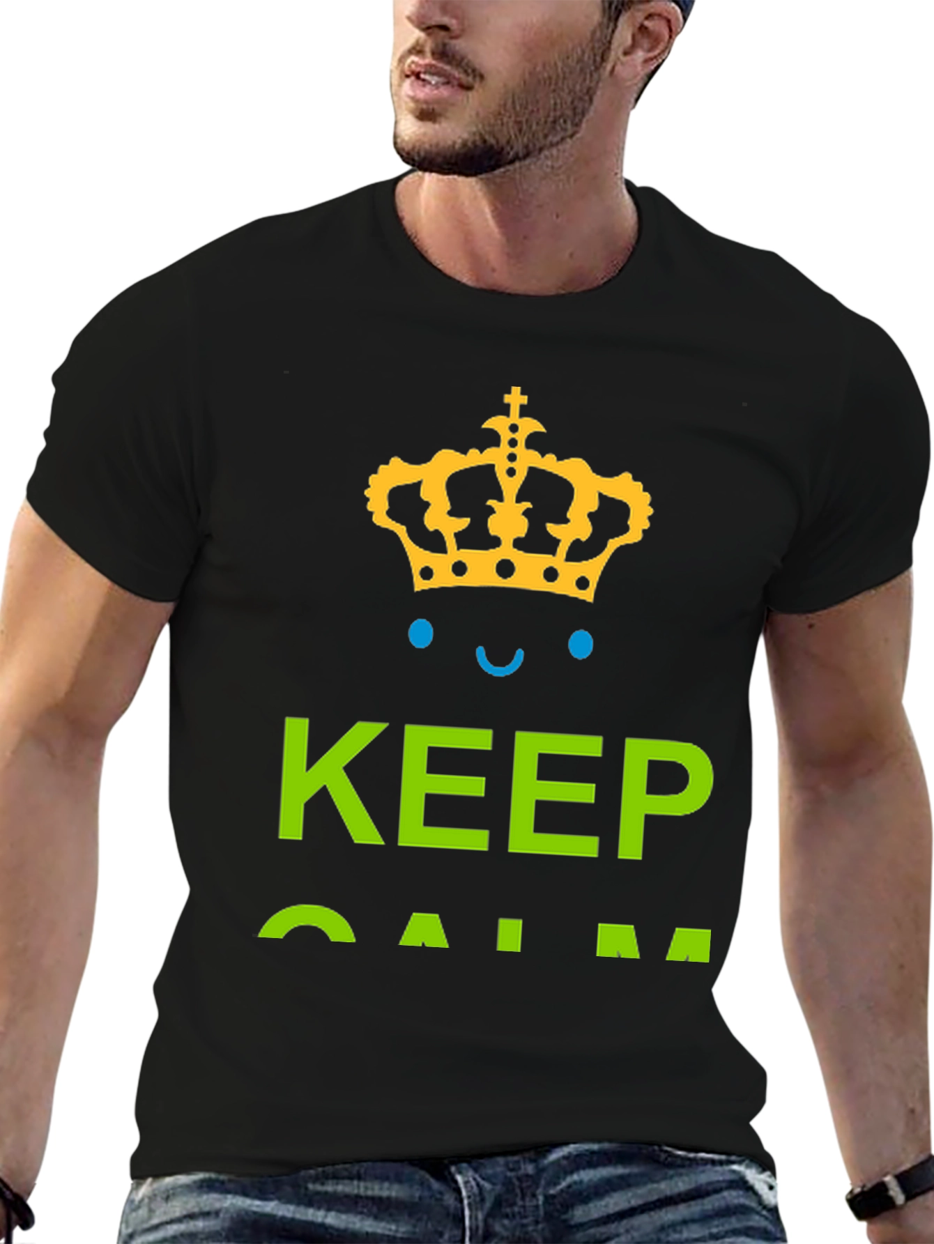 Keep Calm Graphic Tee - Black Cotton T-Shirt