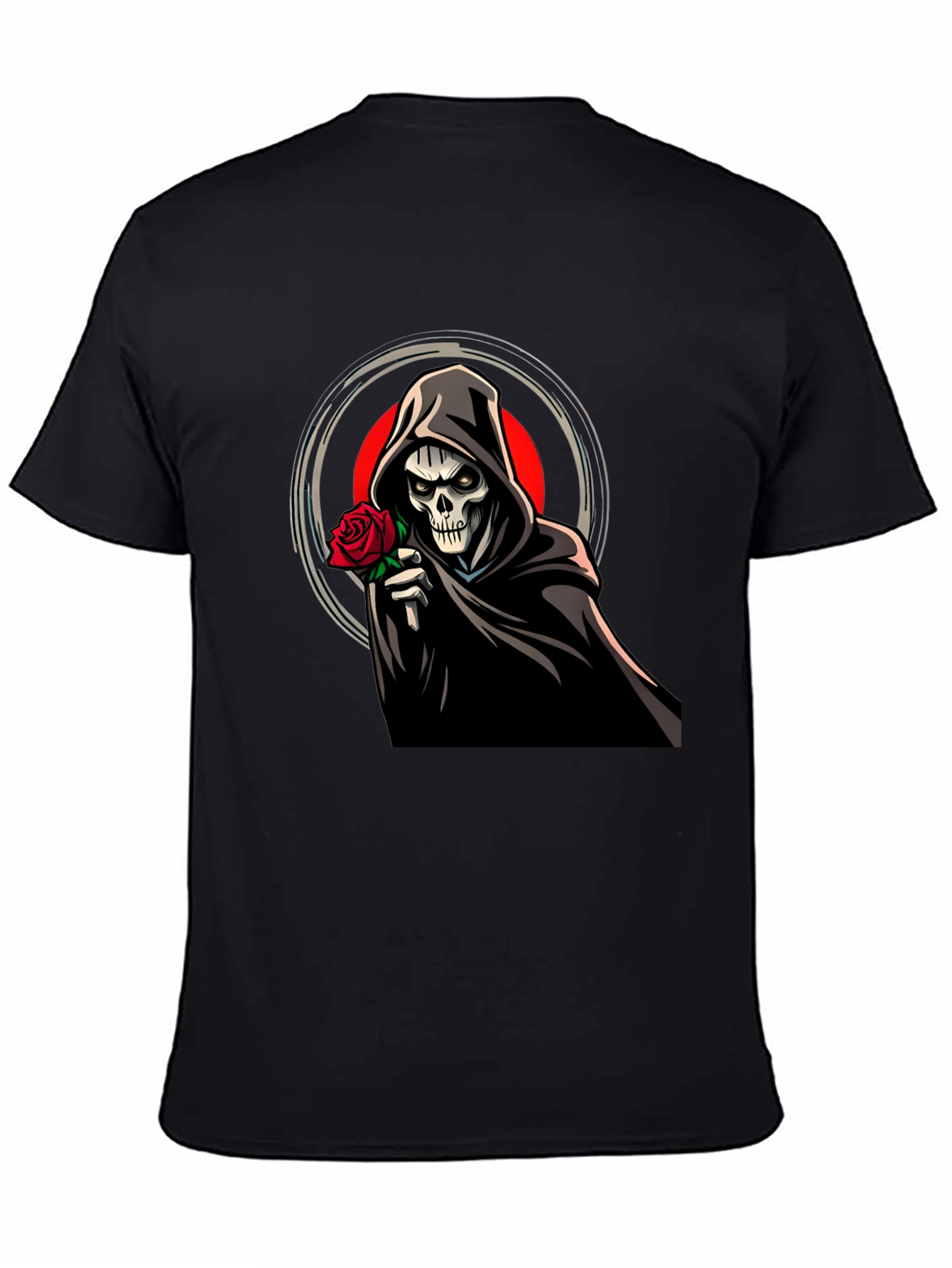 Grim Reaper Rose Graphic Black Tee
