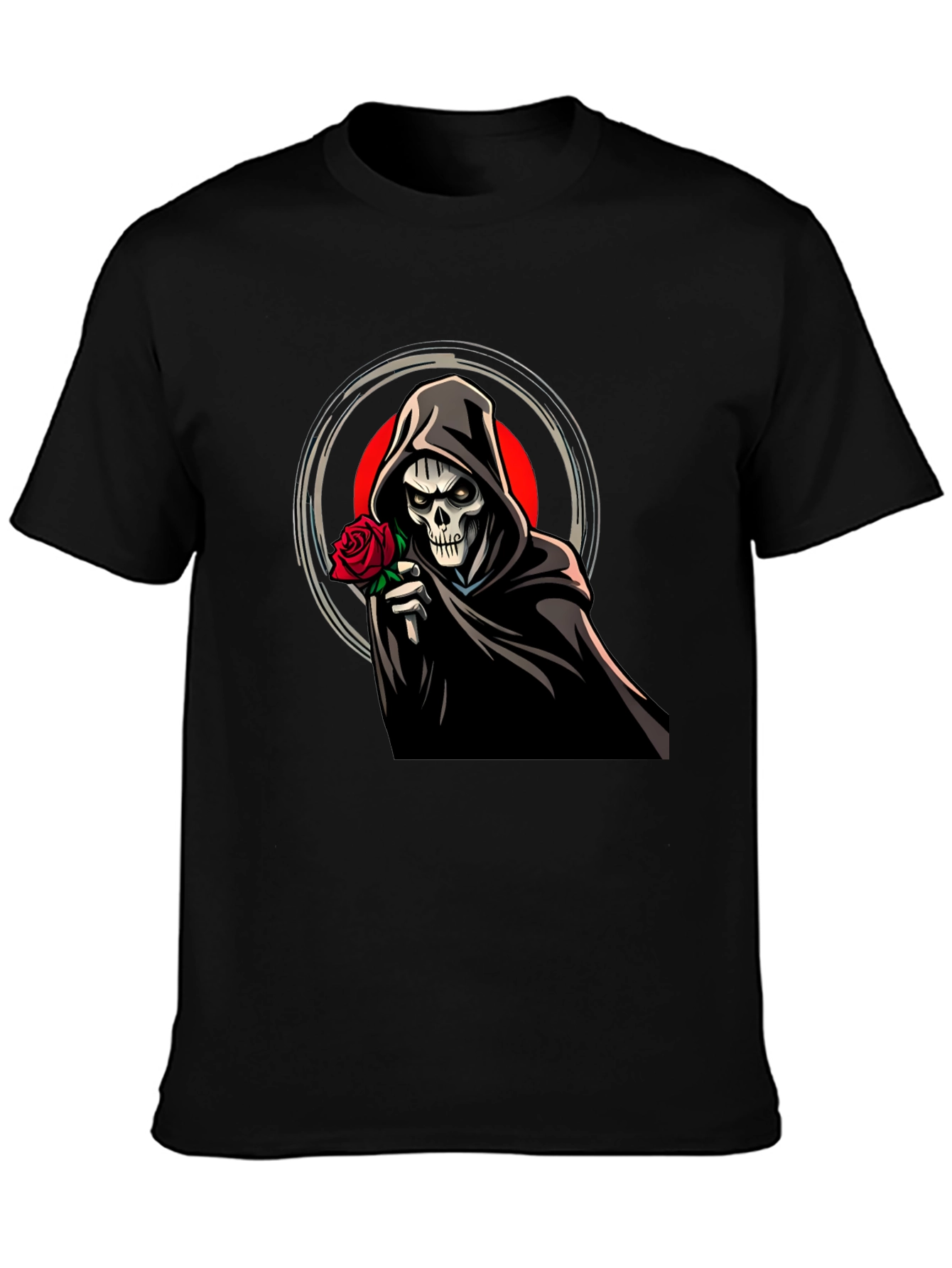 Grim Reaper Rose Graphic Black Tee