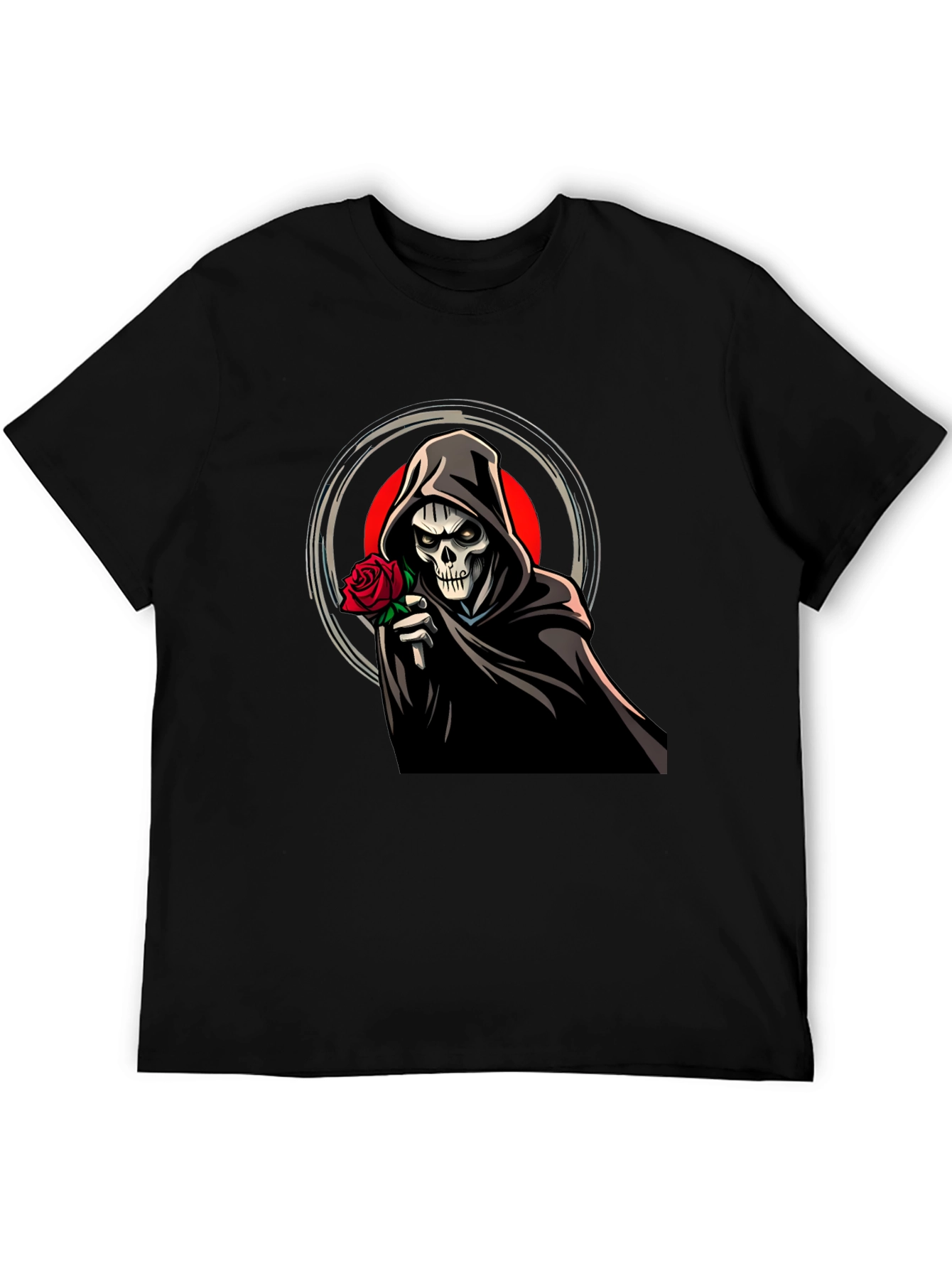 Grim Reaper Rose Graphic Black Tee